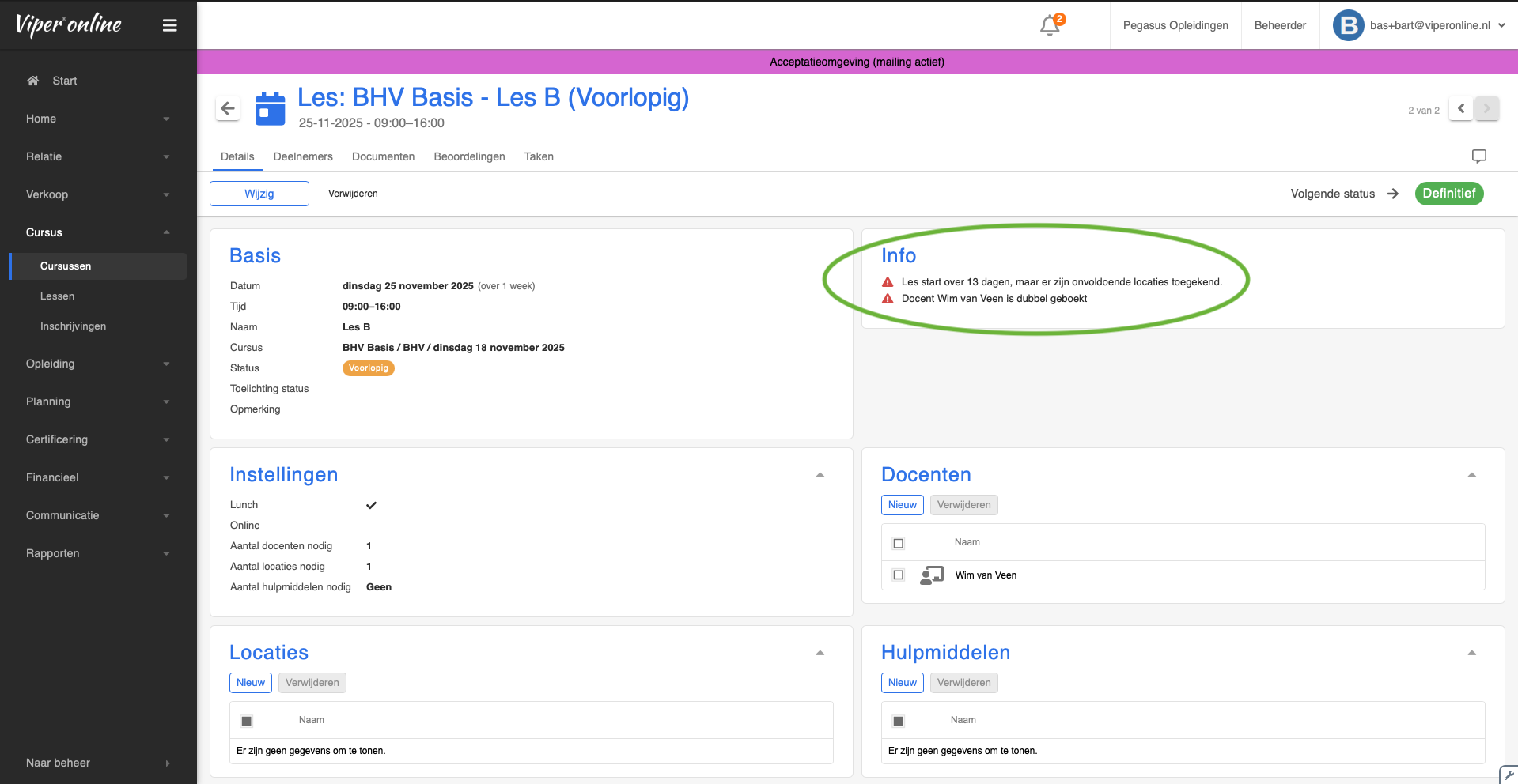 Planningsconflicten 1